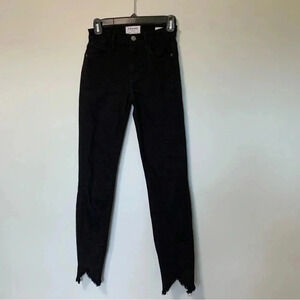 Frame le high skinny  hem black jeans